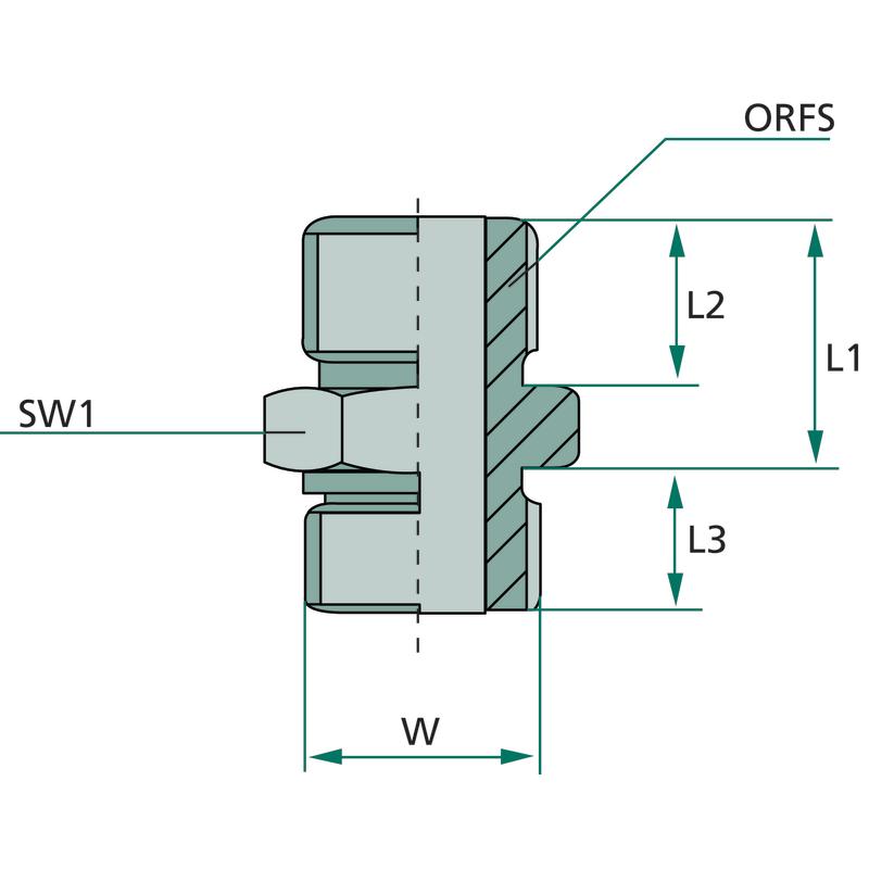 Straight connection connector GA 9/16 - ORFS x 7/16 - UNF - OR 17 GRANITE