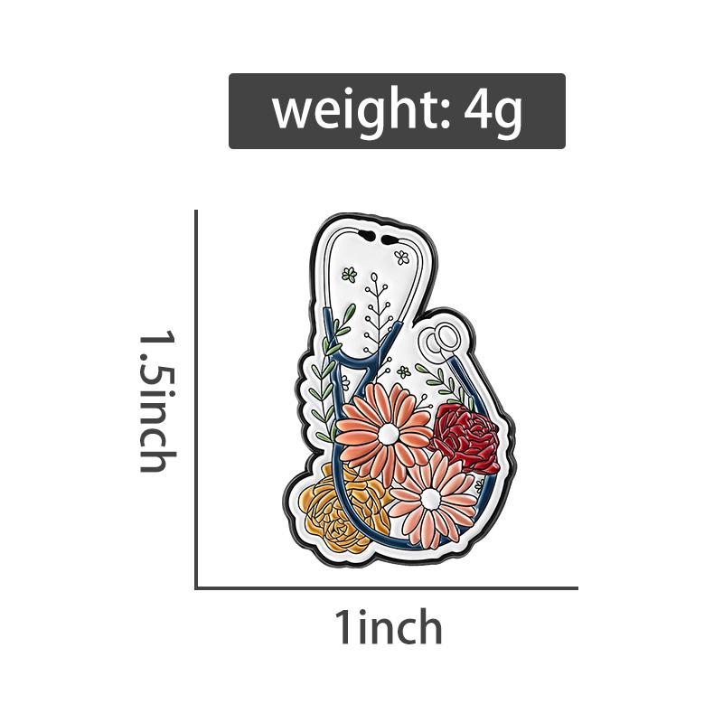 Flower Stethoscope Enamel Pins Custom Doctors Nurses Brooches Lapel Badges Clothes Plant Jewelry Gift for Friends