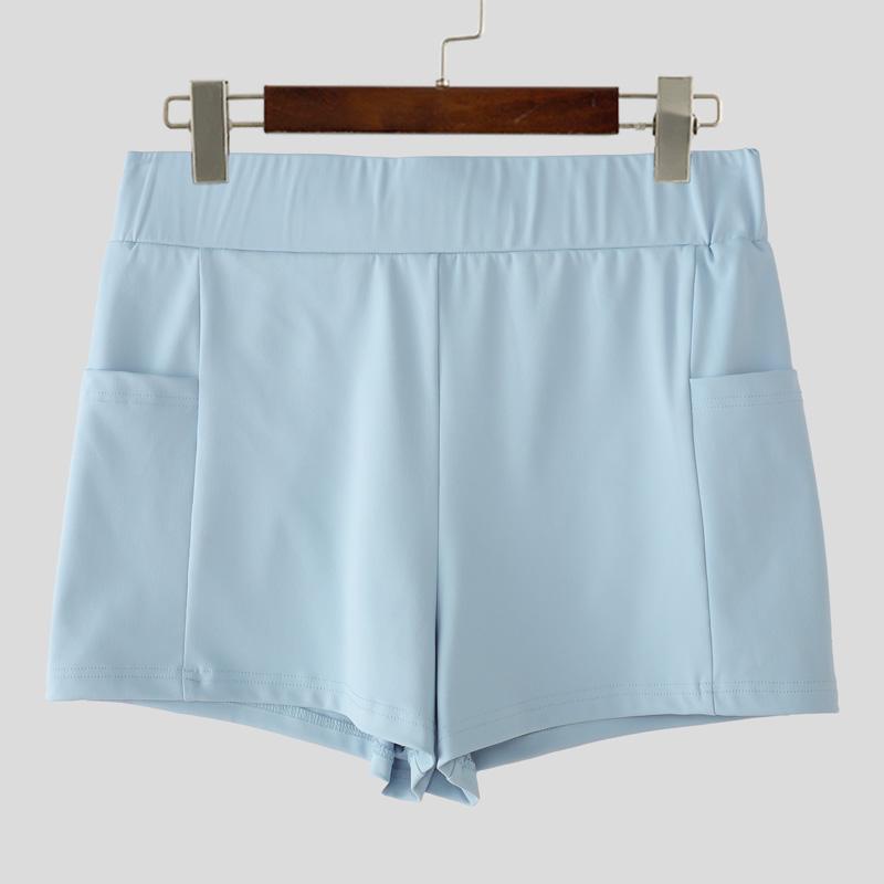 

INCERUN Мужские эластичные однотонные облегающие трусы-шорты для дома 3XL синий