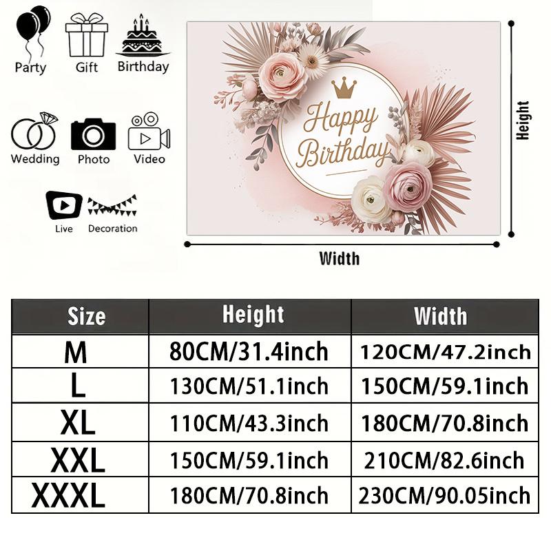 Party Backdrop Birthday Floral Pink Photo Booth Background Front Door Decor