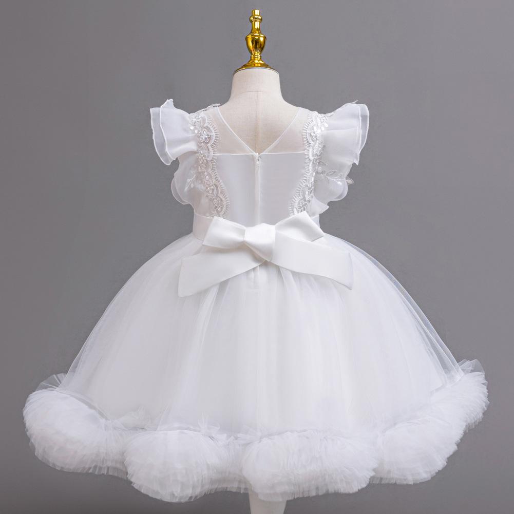 Children's Mesh Gowns Pom Pom Princess Dresses Medium and Large Children's Dresses Dresses Girls' Weekend Costumes  Girl's Favourite Dress