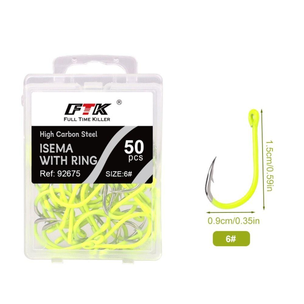 50pcs/box Anti-rust Barbed Fishing Hooks With Barb Fluorescence Hook  Sea Fishing Tackle