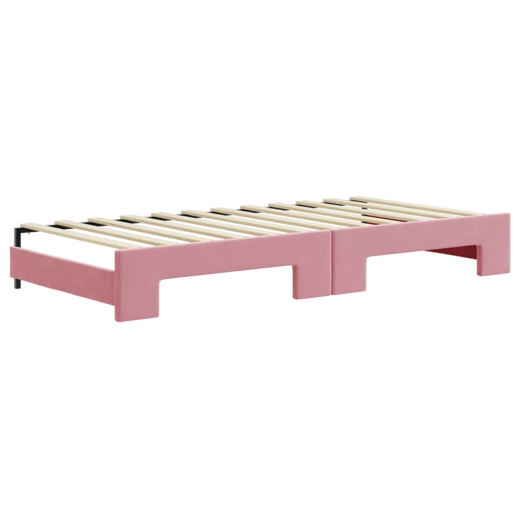 Daybed Pull out with Drawers Pink 90x200 cm Velvet
