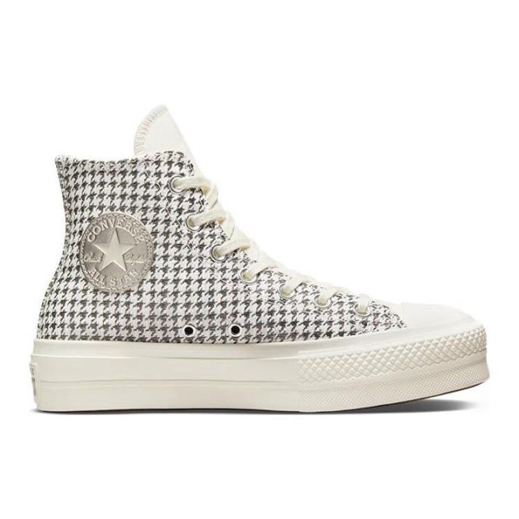 Converse Chuck Taylor All Star Lift Platform High Pepita Glanz - Egret Reinsilber Damen Sneaker Creme A04276C