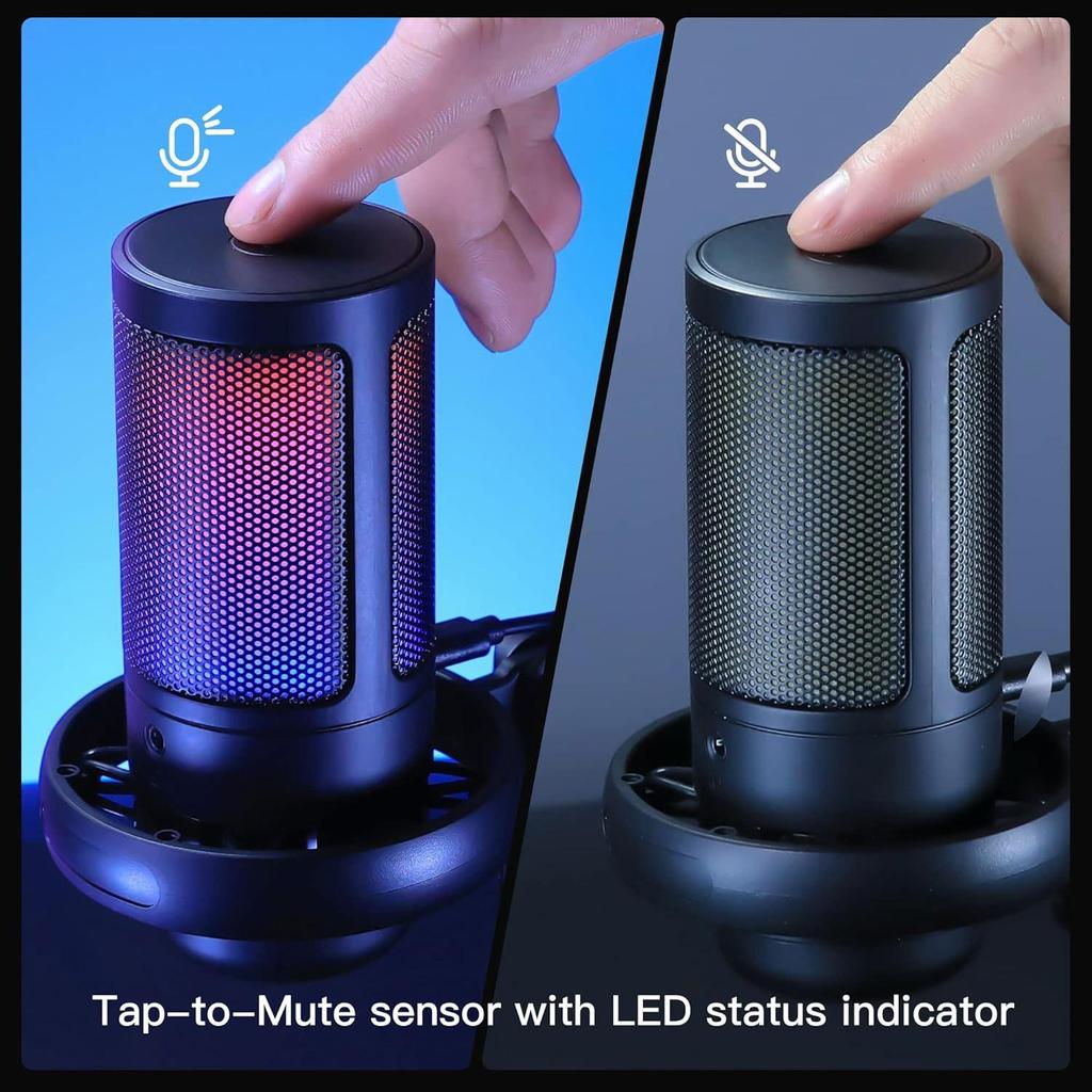 RGB Capacitor Wired Microphone for Gaming, Singing, Live Broadcast & Recording with Sound Card (ME6S)