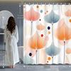 1pc Abstract Geometric Color Line Leaf Floral Printed Shower Curtain, Polyester Fabric with 12 Hooks, Bathroom Accessory
