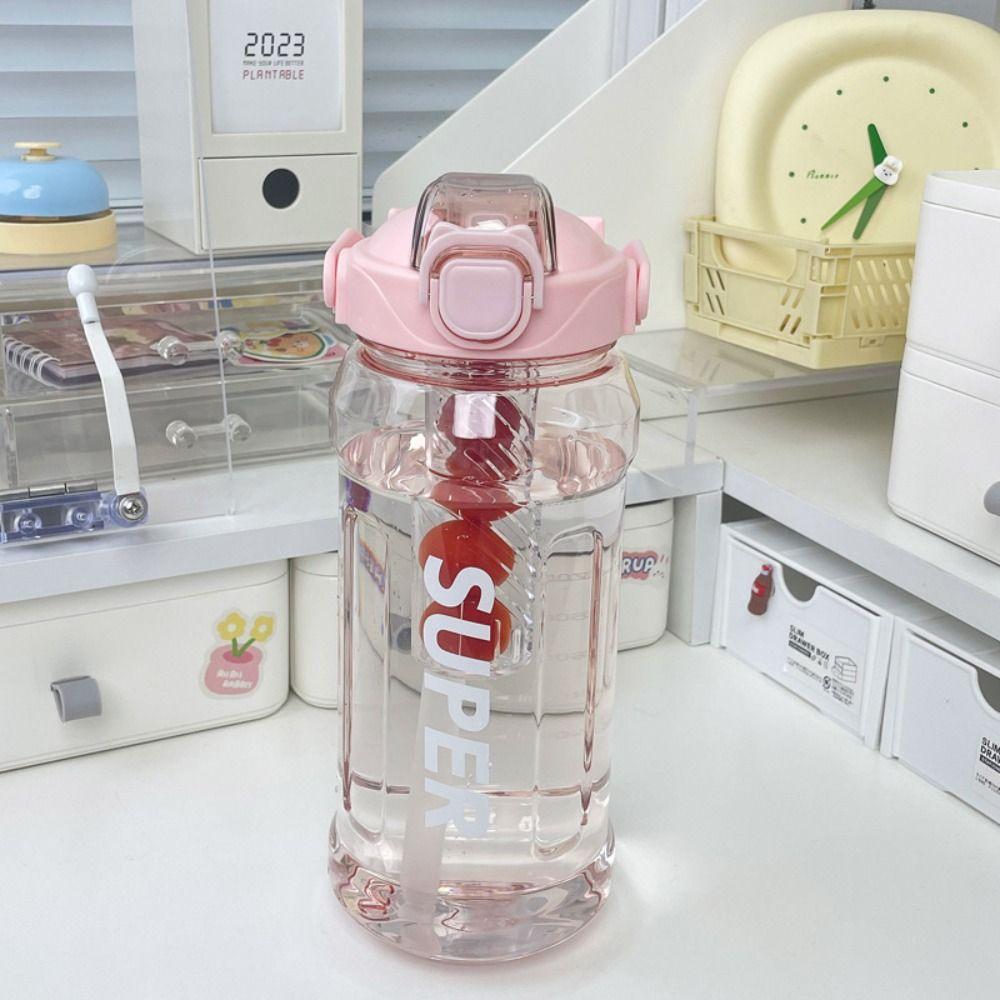 

Bounce Lid Sports Water Bottle PC Large Capacity Sports Kettle Transparent Sports Water Cup Summer розовый