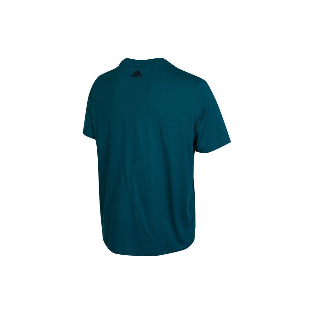 Adidas SS22 Solid Color Large Logo Crew Neck Sports Short Sleeve T-Shirt Men Tops Peacock-Green HE9920