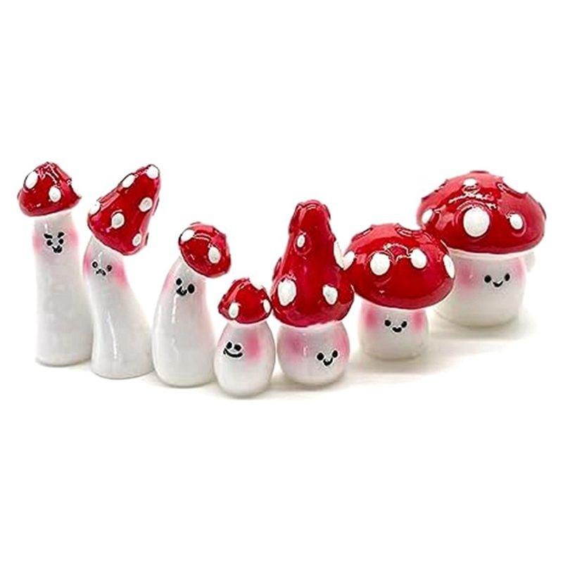A84X-21 Stück Mini-Pilze für Bastelarbeiten Kleiner Feengartenpilze Winzige Harz-Pilz-Dekoration Pilz-Miniaturen Statue