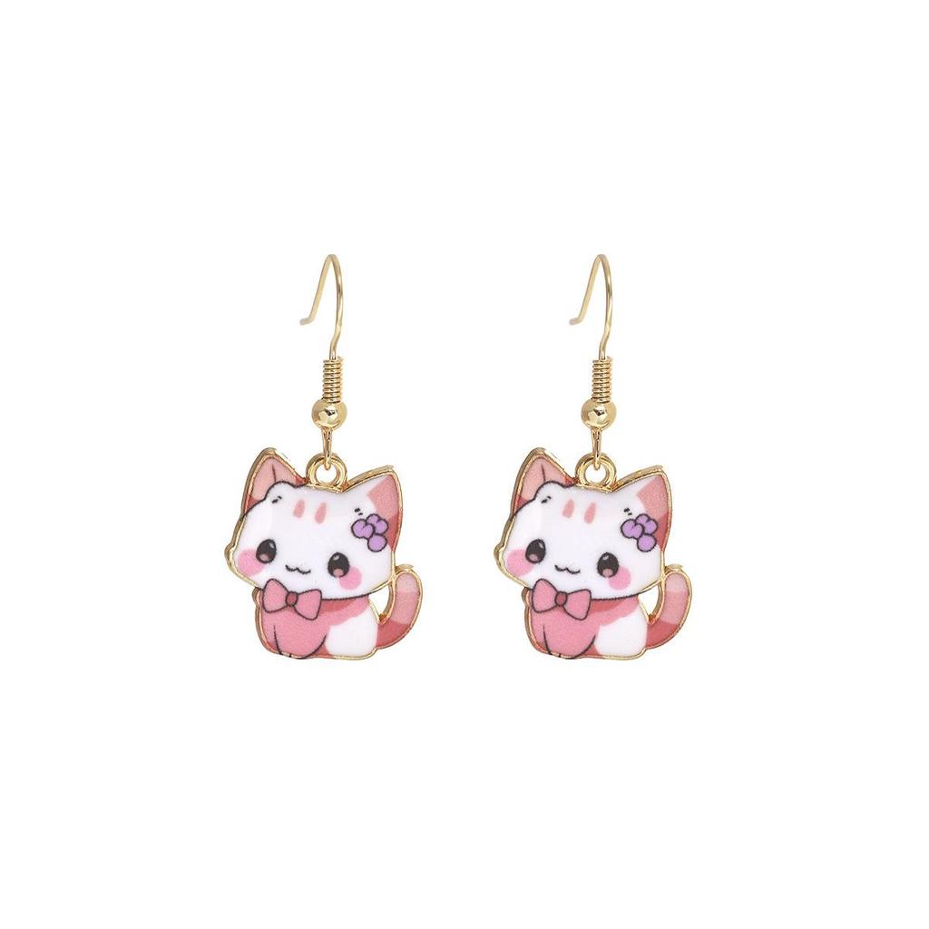 Cute Cartoon Kitten Earrings - Fun, Creative, and Fashionable Animal Drops In Japanese and Korean Styles for European and American Tastes.