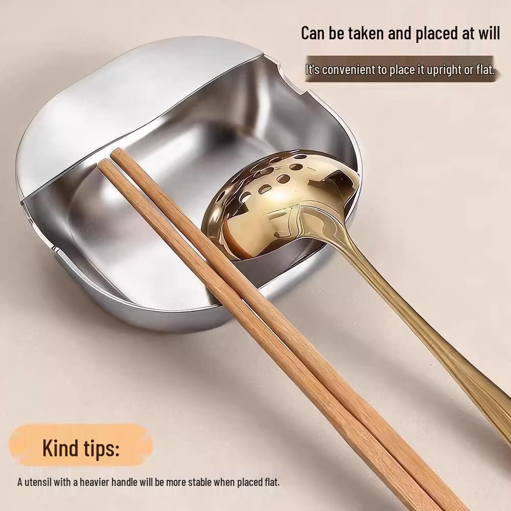 Stainless Steel Kitchen Rack: Anti-Scalding, Heat-Resistant Ladle, Spatula & Pot Lid Holder.