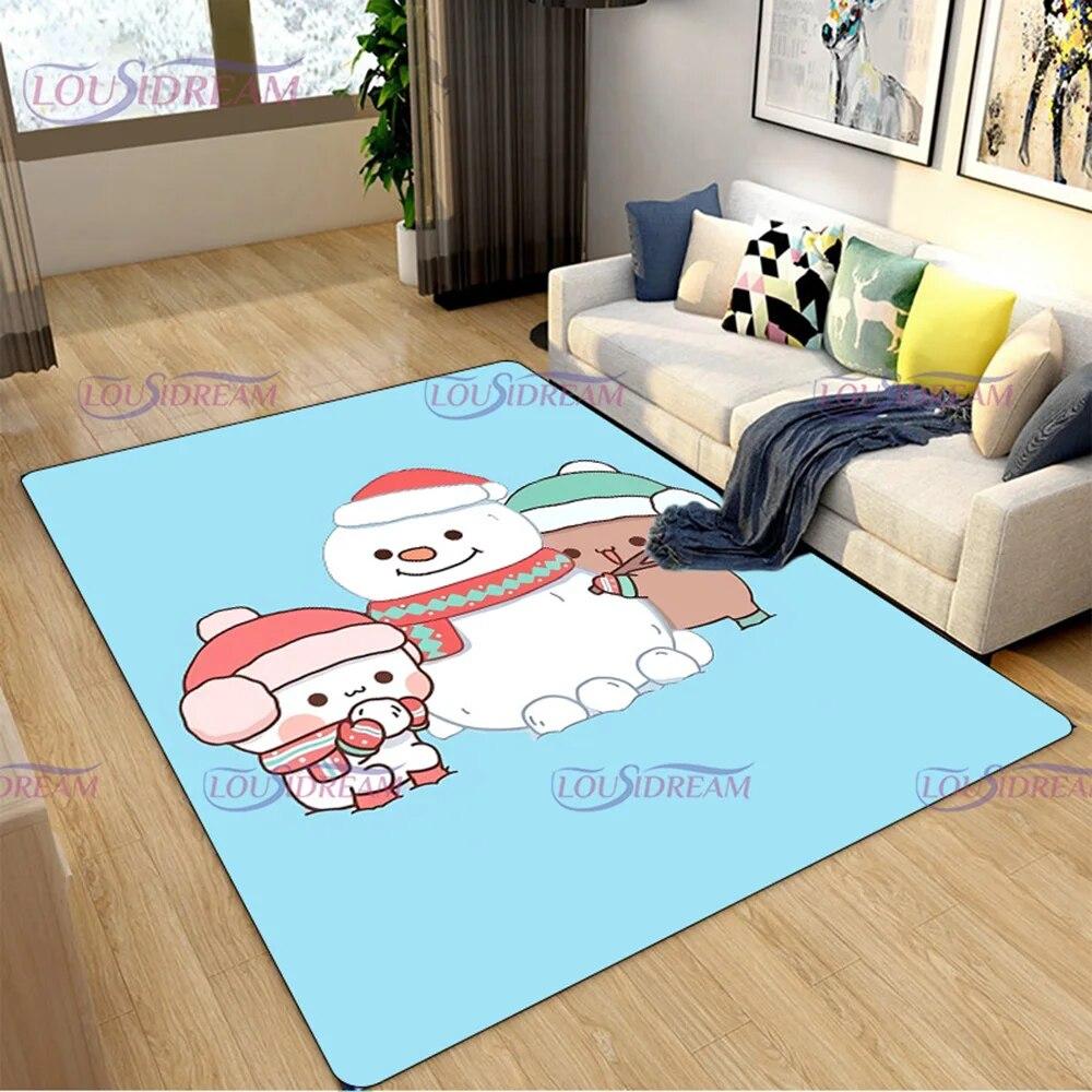 3D Print Cartoon Bubu and Dudu Carpet Cute Lover Bear Area Rug for Living Room Bedroom Decorate Door Mat Kids Room Rug Gift