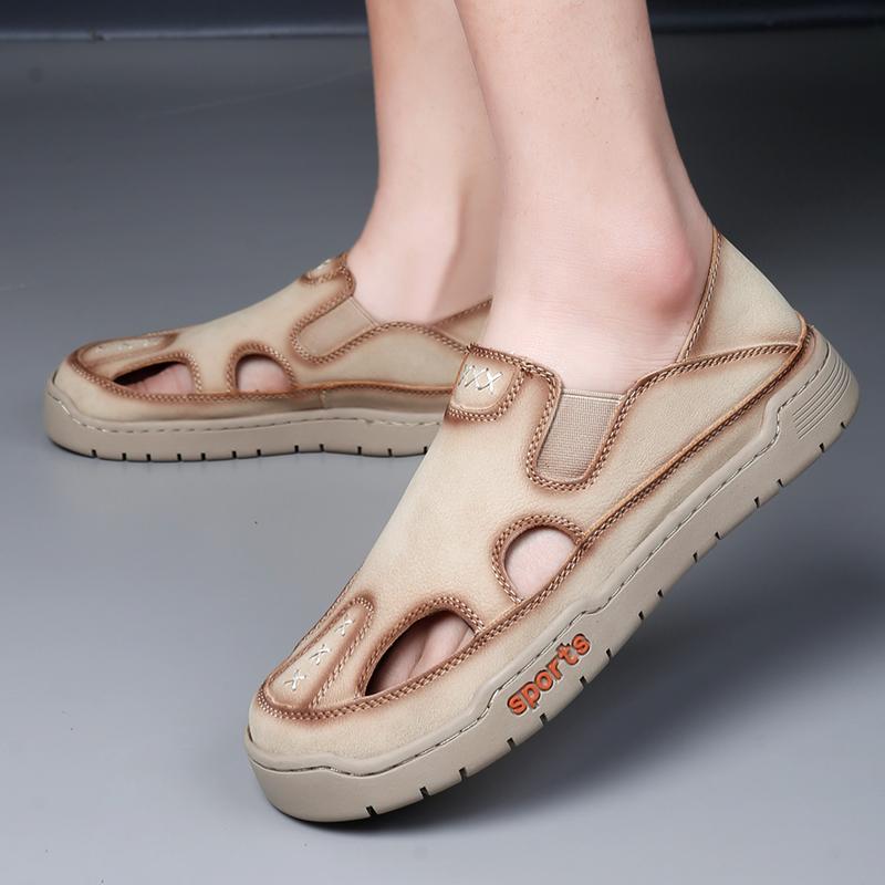 Heren Sandalen Zomer Comfortabel Man Casual Schoenen Mode Slippers Handgemaakt Ademend Lopen Rijden Voetbovenkleding
