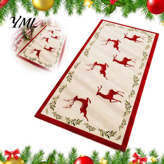 Holiday Area Rug for Living Room Christmas Bedroom Rug, Soft Imitation Cashmere Non-Slip Washable Festive Easy Care Floor Runner Entryway, Room,
