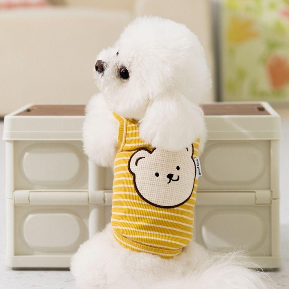 Bear Striped Pet Vest Cartoon Puppy Sweatshirt Fashion Pet Clothes  Four Seasons