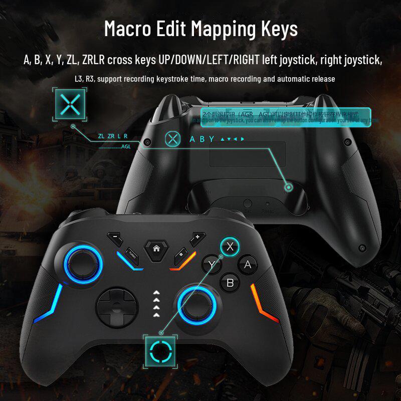 Cross-border RGB Glare Six-Axis Somatosensory Macro Editor Game Controller for PC, Android, and Switch
