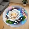 1 Stück Rose Musik Runde Stuhlmatte Büro Teppich - Rutschfest, Bodenmatte für Büro, Schlafzimmer, Ideales Dekorationsgeschenk p0105046