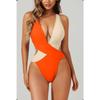 New One-piece Swimsuit Splicing Bikini European and American Swimsuit Women's Cross Swimsuit Color Matching Bikini64