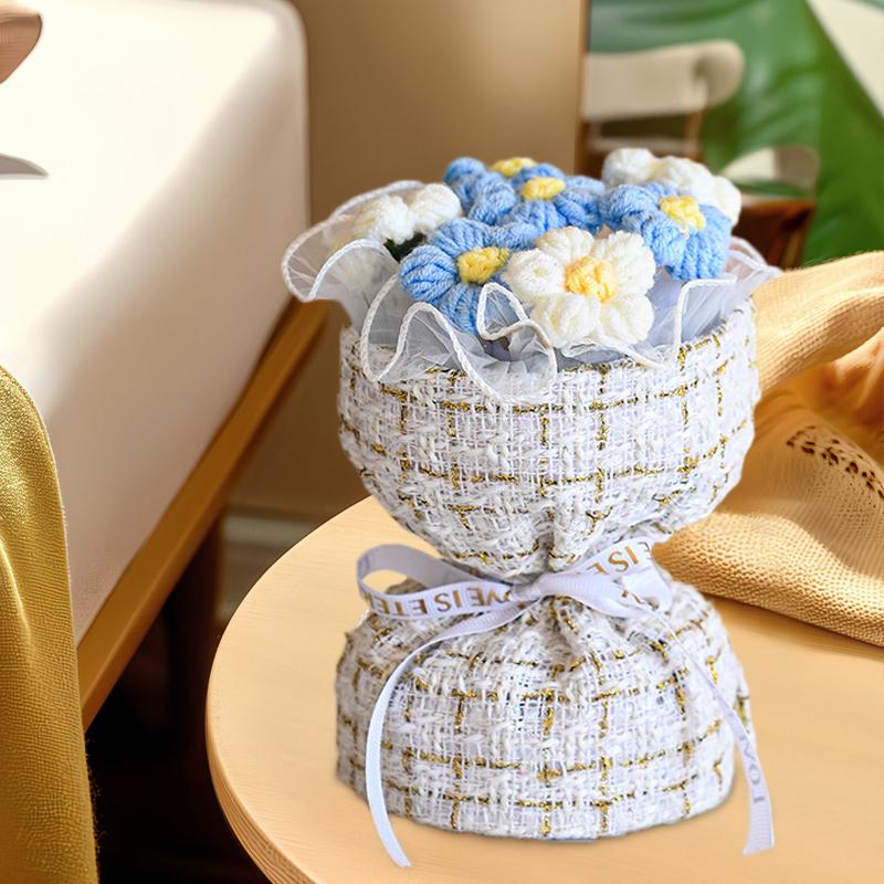 7 Пуховых Цветочных Букетов Имитация Пуховых Цветочных Букетов Тканевый Вязаный Цветочный — фото 3