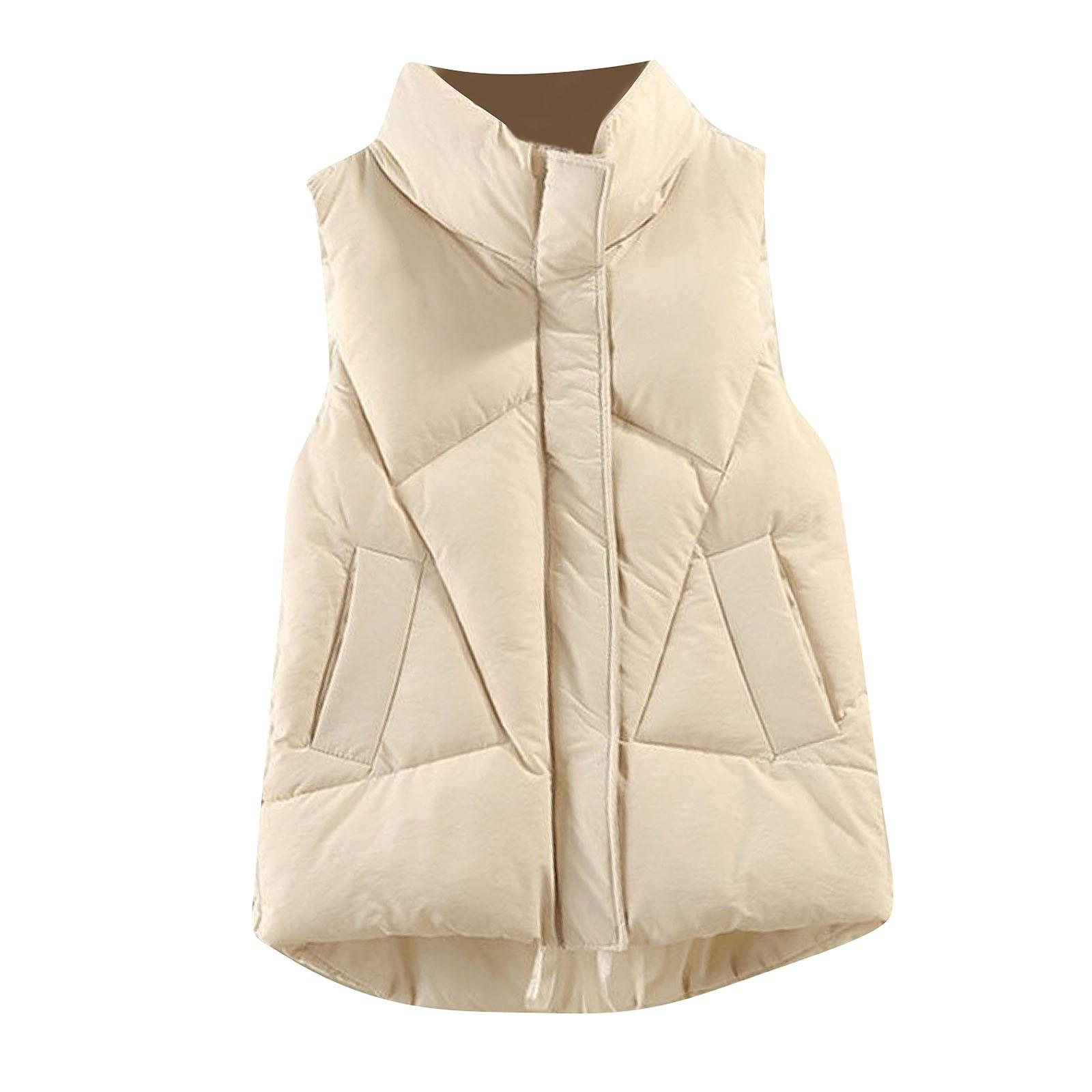 

Хлопковый жилет женский зимний универсальный жилет куртка L бежевый