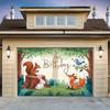 Forest 2nd Birthday Party Banner, Squirrel Rabbit Fox Polyester Backdrop for Room Wall