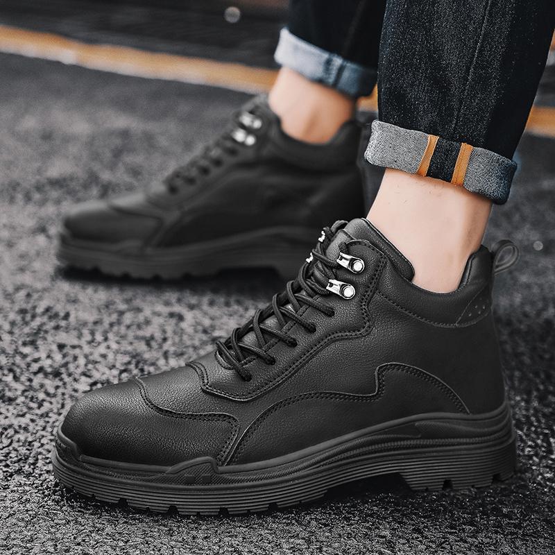 Martin Boots Men's Heightened Bag Head Retro Tooling Locomotive Boots Rhubarb Boots High Top British Wind Big Head