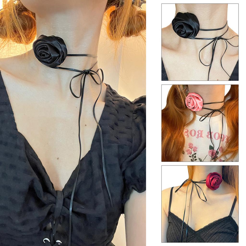 Rose Flower Collar Choker Clavicle Collar Ornament for Valentines Day Popular