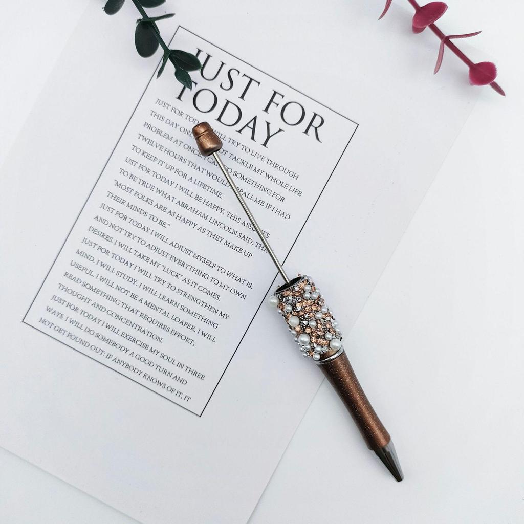 Starry Crystal Pearl Bead Pen - Handmade Rhinestone Candy Design