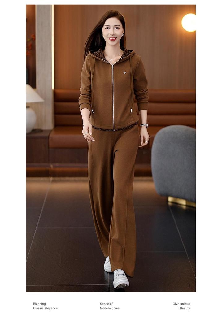 2026 Women's Two-Piece Sportswear Set: Casual Loose Hoodie & Long Pants for Spring & Autumn, Plus Size Available