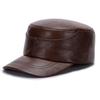 Men's Cowhide Leather Duckbill Cap - Warm Military Style for Autumn and Winter