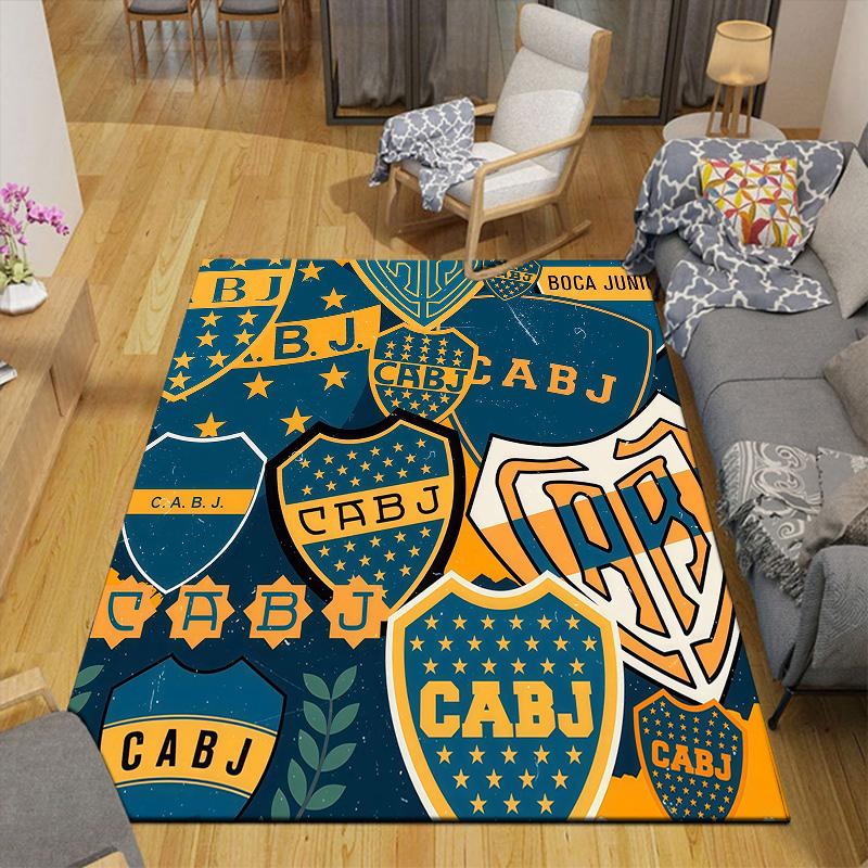 Club Atletico Boca Juniors Flannel Pattern Square Carpet,Area Rug,Carpet Rug for Living Room Bedroom Sofa Playroom Decor,Non-slip Floor Mat