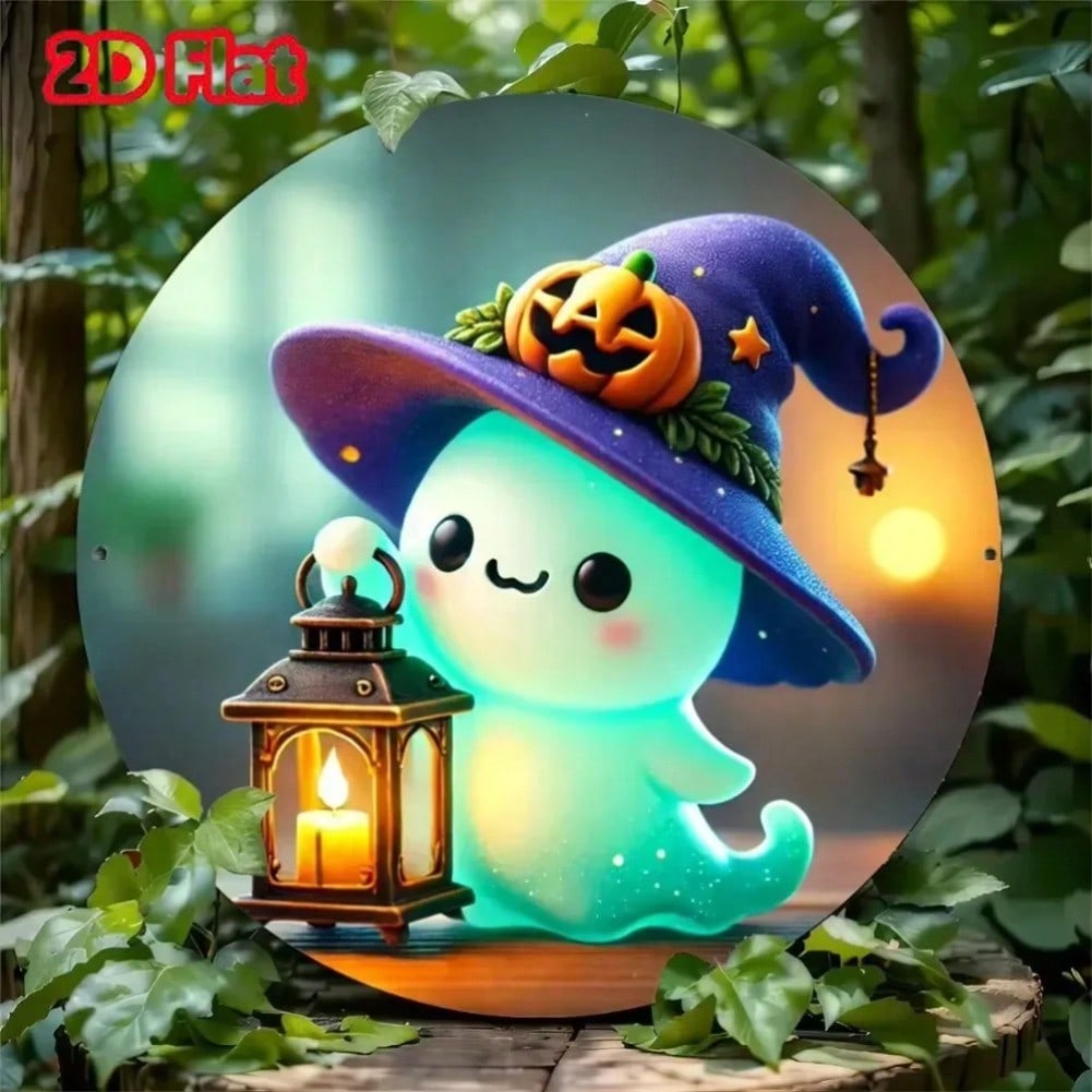 

Halloween Ghost Metal Wall Art Decor for Home Garden Bar TYA13507-20x20cm різнокольоровий