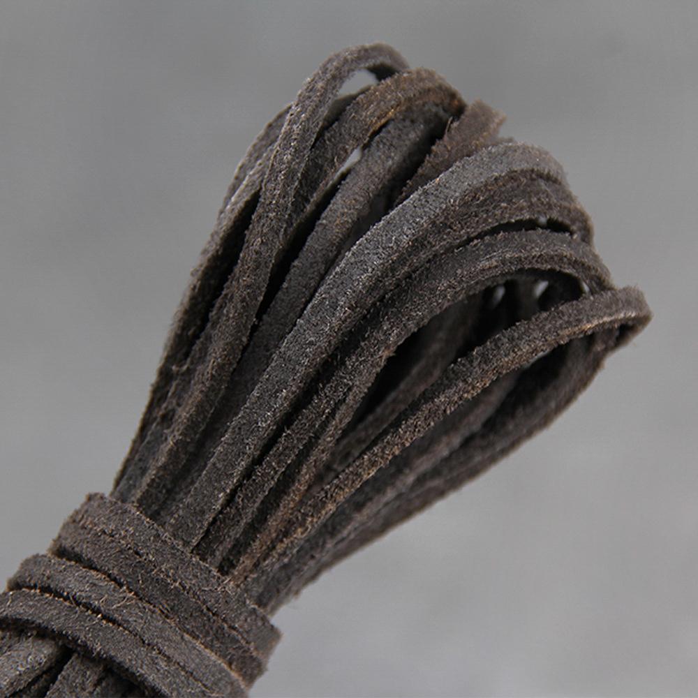 Corda Sottile Piatta in Vera Pelle di Mucca Scamosciata, 5 Metri, 3x2mm, Filo per Braccialetti Fai-da-te, Collane, Corda per Appendere, Cordino Decorativo, Accessori