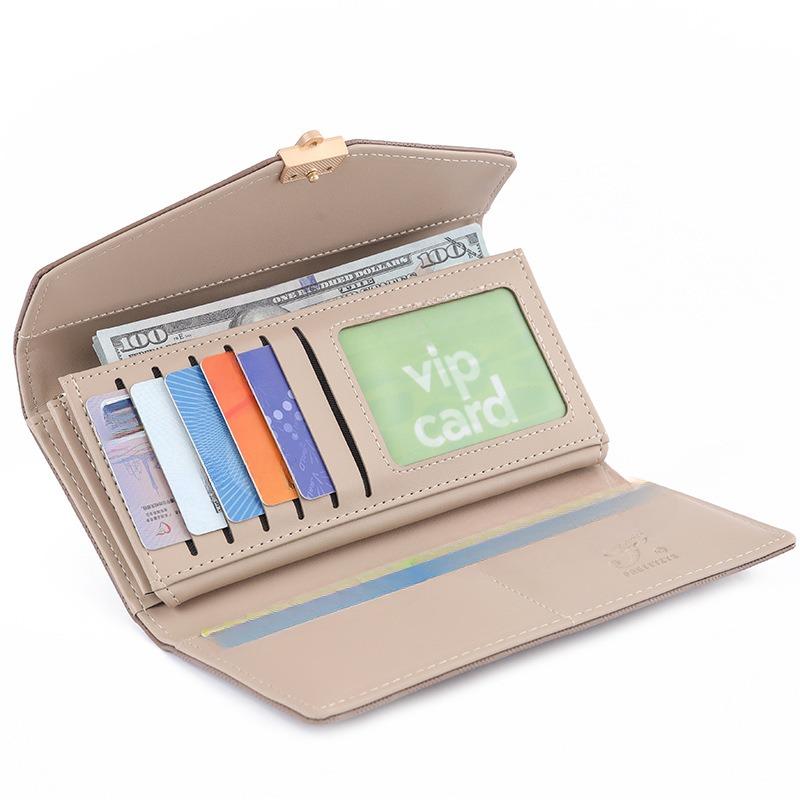 Long Wallet Women's Zipper Buckle Multiple Card Slots Women's Large Capacity Folding Handbag