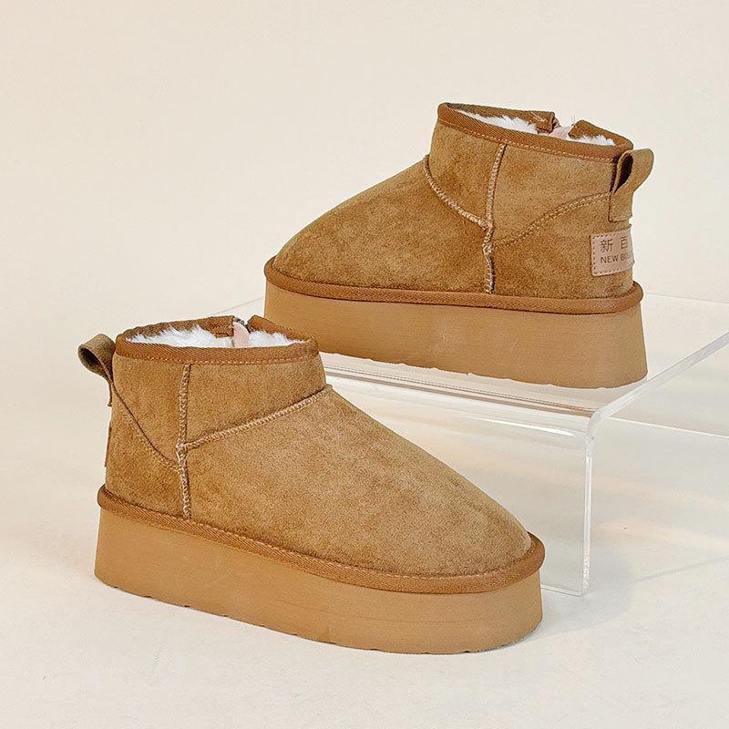 

9994 Snow boots women s new autumn and winter casual velvet solid color heightening warm mid-top cotton shoes 40 верблюд