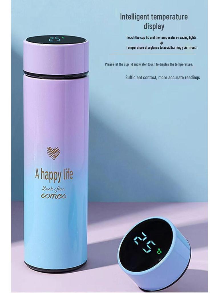 Gradient Color Smart Thermos Cup - 304 Stainless Steel, Temperature Display, Stylish Gift for Girls & Students