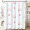 Niedlicher Hase Herz Print Duschvorhang für Badezimmerdekoration in verschiedenen Größen Rosa Weiß Tierdesign Polyestergewebe Wasserp