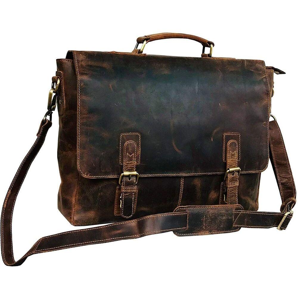 

16-дюймовая кожаная сумка для ноутбука в стиле ретро Buffalo Hunter, офисный портфель 16 X 12 X 4 IN коричневый