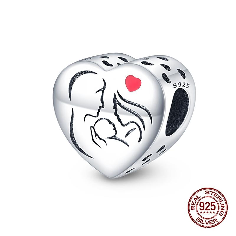 Copper Heart Dog Cat Warm Family Charms Beads Fit 3Mm Original Bracelets Fine Diy Mother'S Day Jewelry Gift