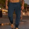 Calças Jogger de Linho Masculinas Cintura Elástica Cordão Calças Casuais