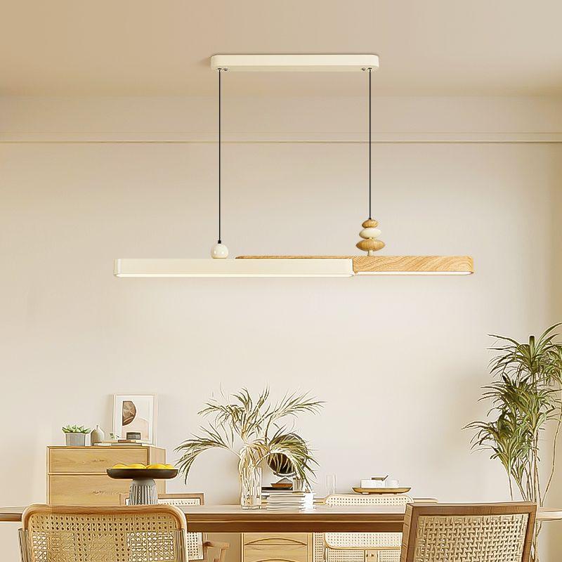 Cream Led Restaurant Pendant Light Retro Dining Table Bar One-word Long Chandelier Modern Simple Home Indoor Decor Lighting Lamp