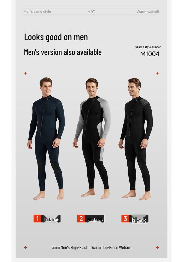 Women's Full 3MM Wetsuit: Long Sleeve, Thick, Warm, Ideal for Snorkeling, Swimming, Surfing, Cold Protection, Jellyfish Guard