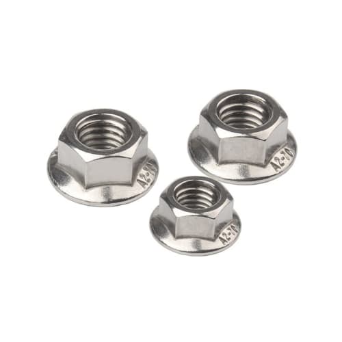 Set of 20 Hex Flange Nuts, M3, M4, M5, M6, M8, M10, 304 Stainless Steel Hex Flange Nuts, Lock Nuts (M6-50)