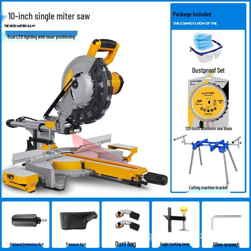 LUXTER Rocker 10" Sliding Compound Miter Saw, 255mm Aluminum Body, 45° Woodworking Aluminum Cutting Machine
