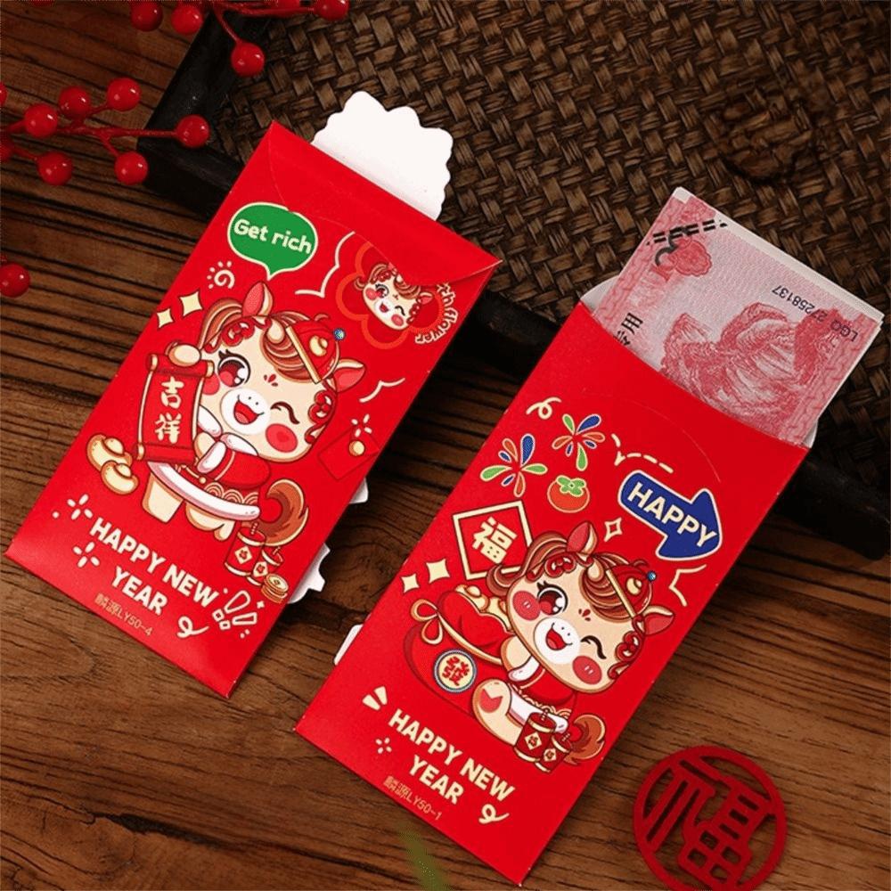 4pcs Best Wishes Chinese Style Red Envelope Paper Traditional Money Pouch Blessing Red Packets Chinese Spring Festival