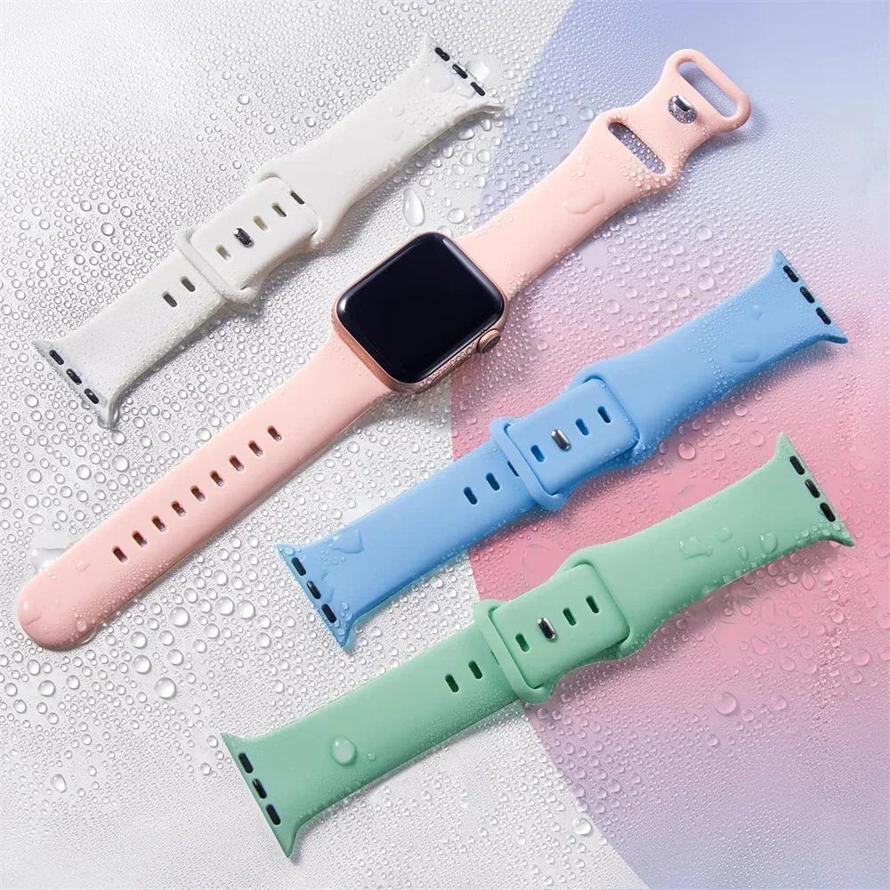 Silicone Strap For Apple Watch Band 44mm 40mm 45mm 41mm 42-38mm Sport Wrist Bracelet Iwatch Series 8 7 Se 3 4 5 6 9 Ultra 2 49mm