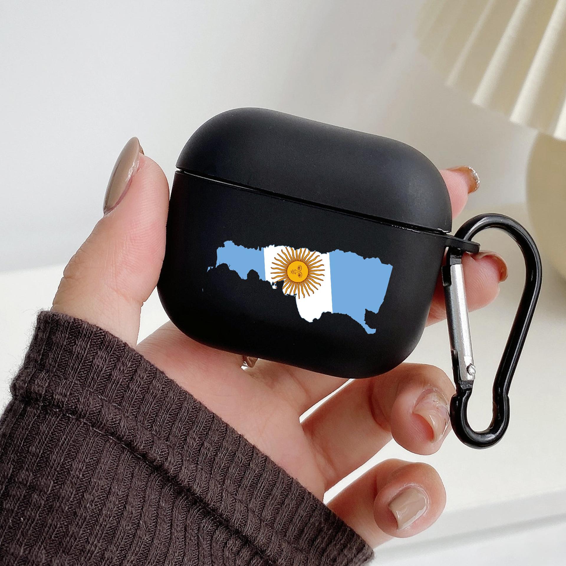 Флаг Аргентины Футбол 10 С крючком для Airpod Pro 3 Pro2 Черный Защитный чехол Мягкий чехол для Apple Airpods 2 1 Чехлы для наушников Airpods pro