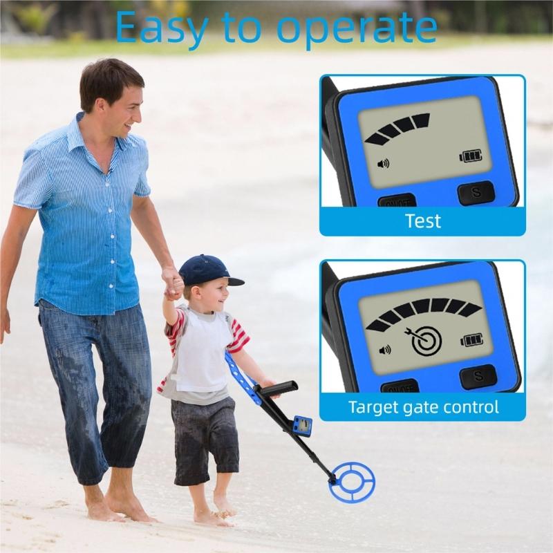 Kids Metal Detector Lightweight 1.2lbs Adjustable 60cm To 79cm Rod Secure Battery Cover Detects Gold Silver Coin Jewelry 10cm Underground Depth