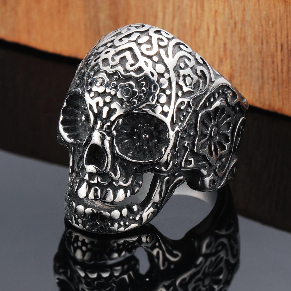 Exaggerated Skull Crow Men s Titanium Steel Ring - Bold European-American Design Size 8