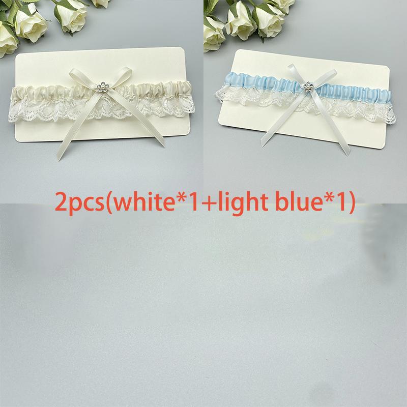 

Wedding bridal garter with diamond satin bow and bridal lace stockings with elastic leg stockings set bridal accessories